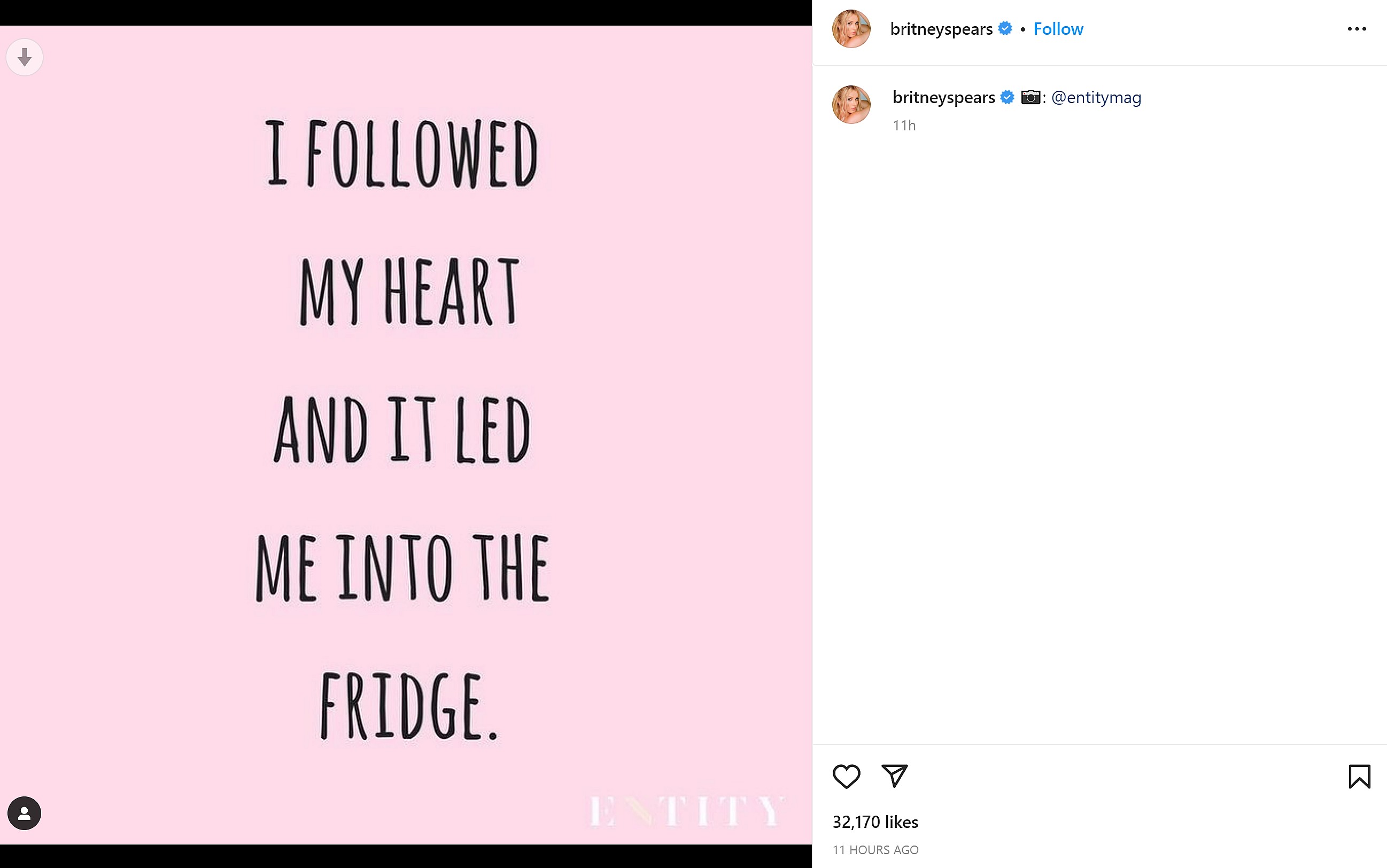 Britney Spears Instagram post on March 14