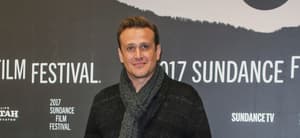 Jason Segel wears a warm winter scarf to his Sundance premiere of The Discovery in Park City