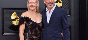 Chelsea Handler and Jo Koy arrive for the 64th annual Grammy Awards at the MGM Grand Garden Arena in Las Vegas, Nevada on Sunday, April 3, 2022.