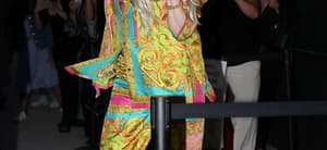 Erika Jayne wears a multicolored ensemble as leaving Watch What Happens Live With Andy Cohen in New York City