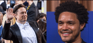 Elon Musk (left) Trevor Noah (right)