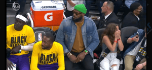 LeBron James courtside at LA Lakers game