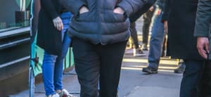 Actor Penn Badgley seen leaving the Build studios in NYC