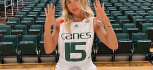 Hanna Cavinder showing off her jersey.