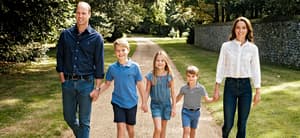 The Prince and Princess of Wales with their three children Prince George, Princess Charlotte and Prince Louis in Norfolk