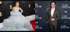 Two people at separate red carpet events for "Fosse/Verdon