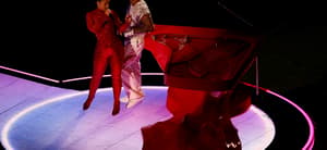 Usher and Alicia Keys perform the halftime show at the NFL Super Bowl 58 LVIII football game between the San Francisco 49ers and the Kansas City Chiefs in Las Vegas NV on Feb 11, 2024