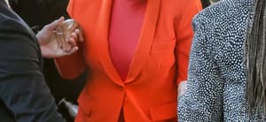 Mayor Karen Bass seen attending the Jean-Michel Basquiat exhibit in Beverly Hills