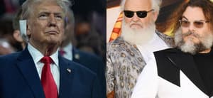 Donald Trump (left) Kyle Gass and Jack Black (right)