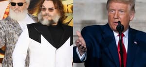 Kyle Gass and Jack Black (left) Donald Trump (right)