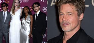 Angelina Jolie and kids, Pax, Zahara and Maddox, Brad Pitt photo collage