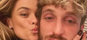 Logan Paul and Nina Agdal pose for a selfie.