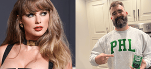 Taylor Swift and Jason Kelce collage