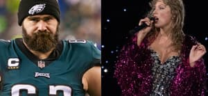 Jason Kelce (left) Taylor Swift (right)