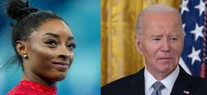Simone Biles (left) Joe Biden (right)