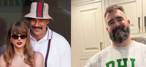 Taylor Swift and Travis Kelcee (left) Jason Kelce (right)