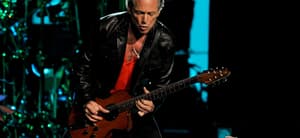Lindsey Buckingham performs with Rock band Fleetwood Mac live in concert at Bank Atlantic Center