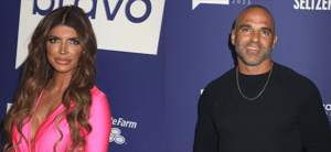 Side by side of Teresa Giudice and Joe Gorga posing on the red carpet at an event.