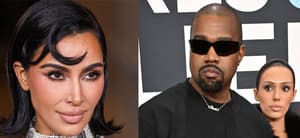 Kim Kardashian (left) Kanye West and Bianca Censori (right)