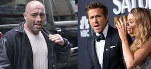 Joe Rogan, Ryan Reynolds, Blake Lively photo collage