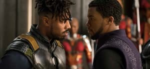Michael B. Jordan and Chadwick Boseman on Black Panther - Movie Set