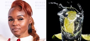 Janelle Monae (left) tequila shot (right)