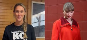 Kylie Kelce (left) Taylor Swift (right)