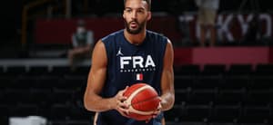 Rudy Gobert playing basketball.