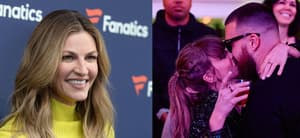 Erin Andrews (left) Taylor Swift and Travis Kelce (right)