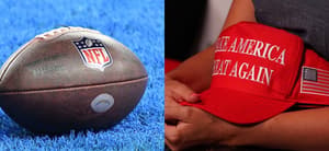 NFL football (left) MAGA hat (right)