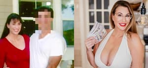 Elaina St. James in her trad era with her then boyfriend (left) Elaina St. James holding money (right)