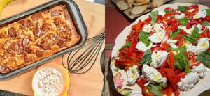 Favour Adegoke made Chrissy Teigen's Banana Bread; Kelly Coffey made Benny Blanco's Caprese with Roasted Red Pepper and Burrata