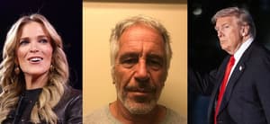 A photo collage of Megyn Kelly, Jeffrey Epstein, and Donald Trump.