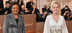 A photo collage of Wanda Sykes and Jean Smart on the red carpet at the 83rd Annual Golden Globe Awards
