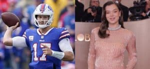 Photo collage of Hailee Steinfeld and Josh Allen.