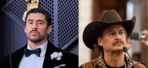 Photo collage of Kid Rock and Bad Bunny.
