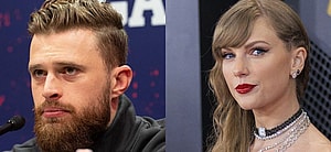 Harrison Butker (left) Taylor Swift (right)
