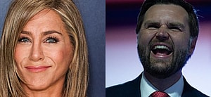 Jennifer Aniston (left) JD Vance (right)