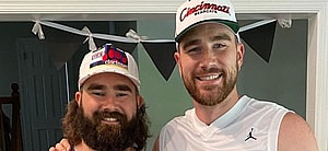 Jason Kelce and Travis Kelce smiling