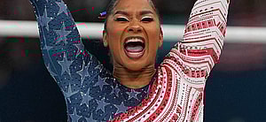 Jordan Chiles cheering at 2024 Paris Olympics