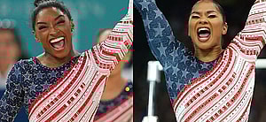 Simone Biles (left) Jordan Chiles (right)