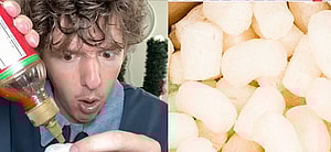 Tiktoker eating packing peanuts