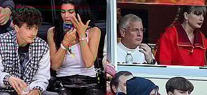 Timothee Chalamet and Kylie Jenner (left) Taylor Swift and dad (right)