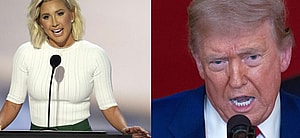 Photo collage of Donald Trump and Savannah Chrisley.