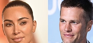 Photo collage of Tom Brady and Kim Kardashian.