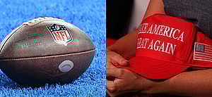NFL football (left) MAGA hat (right)