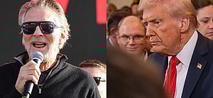 A photo collage of Kenny Loggins and Donald Trump