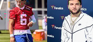 Photo collage of Jaxson Dart and Cam Skattebo.