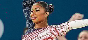 Jordan Chiles performing floor at 2024 Paris Olympics