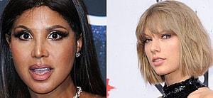 Side by side of Taylor Swift and Toni Braxton.